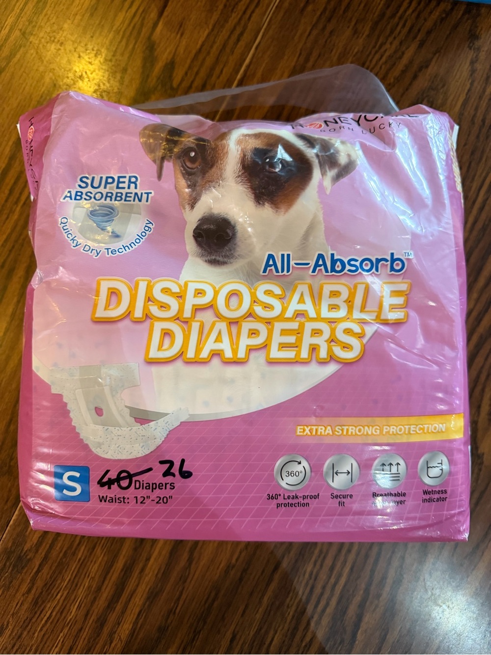 Disposable Pet Diapers - Small (waist 12”-20”)
